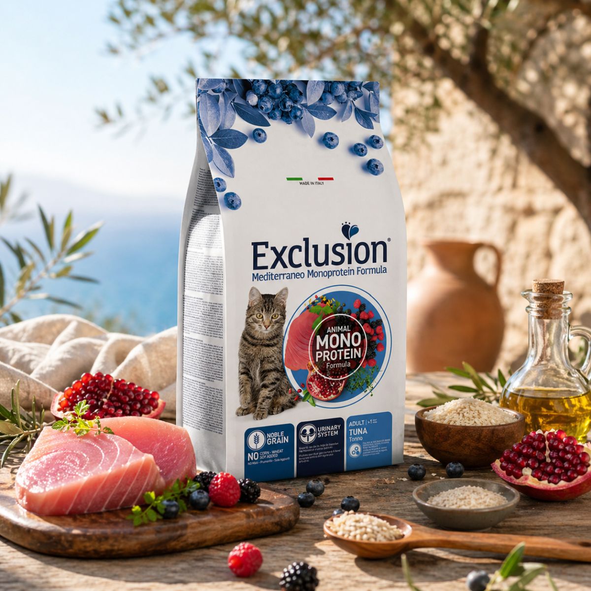 EXCLUSION Mediterraneo Monoprotein Formula, Ton, hrană uscată monoproteică pisici, 1.5kg